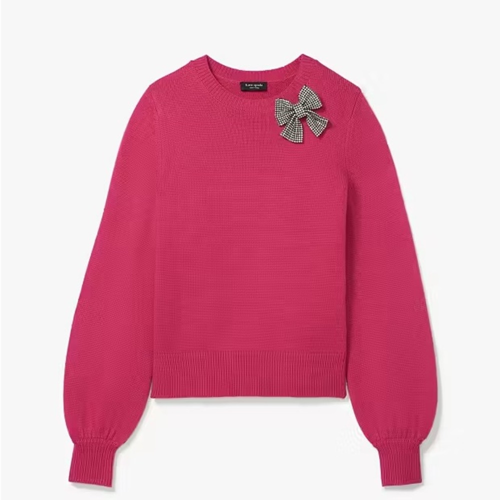 kate spade Hot Pink Sweater with Crystal Bow Accent